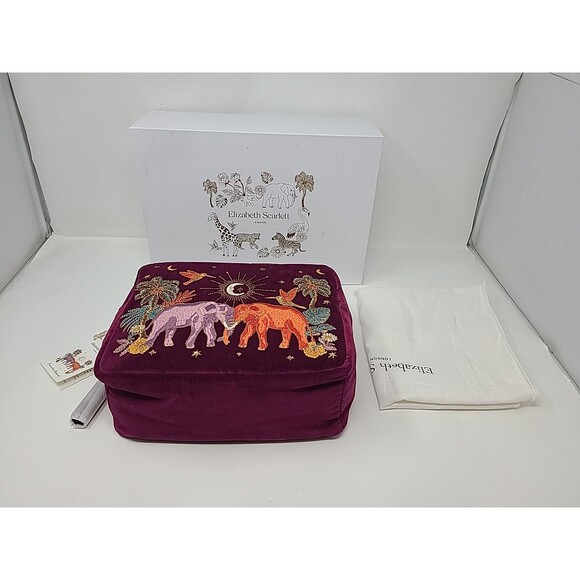 Elizabeth Scarlett London Velvet Washbag Enchanted Elephant New in Box - Picture 1 of 9